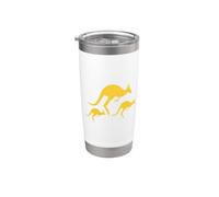 Tre Icone Canguro Giallo Distressed Bicchiere termico in acciaio inox doppia parete