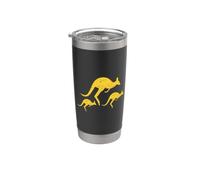 Tre Icone Canguro Giallo Distressed Bicchiere termico in acciaio inox doppia parete