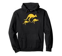 Tre Icone Canguro Giallo Distressed Felpa con Cappuccio