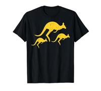 Tre Icone Canguro Giallo Distressed Maglietta con Stampa Grafica Economica