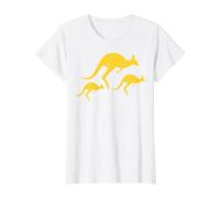 Tre Icone Canguro Giallo Distressed Maglietta con Stampa Grafica Economica