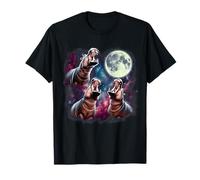 Tre ippopotami Che ululano alla Luna Divertente Strano Meme maledetto Maglietta