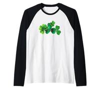 Tre Leopardi, Plaid e Quadrifoglio Fortunato St Patricks Maglia con Maniche Raglan