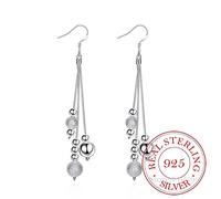 Tre Linee Perline Palla Lungo Tassel Penzolare Orecchini per Donne Fidanzamento Gioielli da Sposa, LYLSSSDH