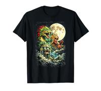Tre Luna Quetzalcoatl, Huitzilopochitli e Tlaloc Aztec Maglietta