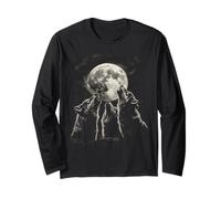 Tre lupi che ululano a una luna piena Art Alpha Wild Uomini Donne Maglia a Manica