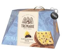 Tre Marie Capolavoro Noir Panettone con Gocce di Cioccolato Extra Fondente e Crema Pasticcera 830g con Portachiavi CAIYA®