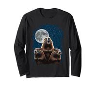 Tre marmotte e Una Luna Divertente Giorno della Marmotta Maglia a Manica