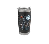 Tre Mothman Luna Cryptid Divertente Bicchiere termico in acciaio inox doppia parete