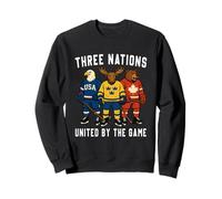Tre nazioni unite dal gioco Hockey su ghiaccio Felpa