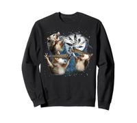 Tre Opossum Luna 3 Opossum Divertente Tenendo Grande Erba Maledetto Felpa