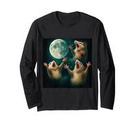 Tre Opossum Luna 3 Opossum Retro Howling Maledetto Meme Maglia a Manica