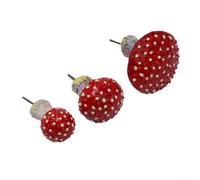 Tre ornamenti in resina a forma di fungo con caratteristica luminosa per giardino e uso interno ed esterno, resistente alle intemperie, statue di funghi delle fiabe, decorazione