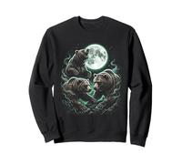 Tre Orsi Luna Ululando Foresta Fauna Selv Felpa