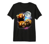 Tre Panda Rossi Luna | 3 Orso ululante del Panda della Maglietta Premium