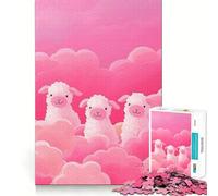 Tre pecore tra nuvole rosa - Puzzle da 1000 pezzi per adolescenti - Gioco di logica e allenamento mentale - Evasione rilassante - Arte e assemblaggio - Regalo premuroso 38x52cm