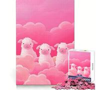 Tre pecore tra nuvole rosa - Puzzle da 1000 pezzi per adolescenti - Gioco di logica e allenamento mentale - Evasione rilassante - Arte e assemblaggio - Regalo premuroso 38x52cm