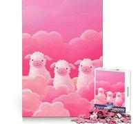 Tre pecore tra nuvole rosa, puzzle da 1000 pezzi per adulti, gioco di logica pura, momento di pace, taglio netto, regalo sentito 50x75cm