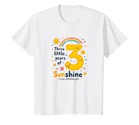 Tre Piccoli Anni di Sole 3° Regalo di Compleanno Maglietta, Bambini, Bianco, 6 Anni
