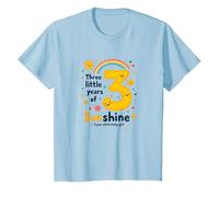 Tre Piccoli Anni di Sole 3° Regalo di Compleanno Maglietta, Bambini, Celeste, 8 Anni