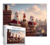 Tre polli vestiti da Babbo Natale 1000 pezzi puzzle per adulti divertente vacanza puzzle colorati fai da te per la decorazione della casa regali puzzle famiglia perfetto per serate di gioco 70 × 50 cm
