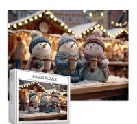 Tre pupazzi di neve di Natale 1000 pezzi puzzle per adulti mercato di Natale arte puzzle impegnativo giochi di attività familiari colorato fai da te puzzle per la decorazione della casa regali 68 x 50