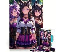 Tre ragazze anime con orecchie da gatto, puzzle da 1000 pezzi per adolescenti, gioco per esercitare la mente, momento di condivisione, taglio di precisione, pezzo da collezione 38x26cm