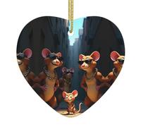 Tre ratti muscolosi a forma di cuore ornamenti in ceramica per la decorazione della parete della casa, feste in giardino e decorazioni per albero di Natale.