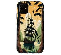 Tre sailboat masted in cove, framed by forest. Custodia per iPhone 11