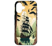 Tre sailboat masted in cove, framed by forest. Custodia per iPhone 16
