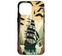 Tre sailboat masted in cove, framed by forest. Custodia per iPhone 16 Pro Max