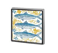 Tre sardine con piccoli fiori Spille e fermagli unisex Quadrati Leggeri Gioielli da bavero per abbigliamento Sciarpa Cappello