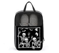 Tre scheletri di Halloween Cartoon Spooky Shoe Bag per viaggio uso quotidiano Anti-polvere Storage Carrier Golf Shoe Pouch