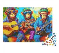 Tre Scimmie Band Puzzle 1000 Pezzi Carta per Adulti Performance Musicale Gioco di Puzzle 1000 Pezzi Famiglia Regalo Relax 52x38cm/1000pcs