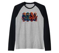 Tre Scimmie saggi Utilizzare Uno Smartphone. Divertente Quattro Scimmie sagge Maglia con Maniche Raglan