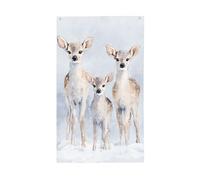 Tre simpatici cervi nella neve, bandierine per la casa, 0,9 x 1,5 m, striscione di auguri con occhielli per interni ed esterni, decorazioni per la casa