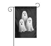 Tre simpatici fantasmi bianchi semplice bandiera da giardino 30 x 45 cm verticale su entrambi i lati casa colonica vacanze decorazioni esterne bandiera cortile