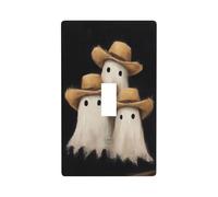 Tre simpatici fantasmi che indossano cappelli da cowboy copertura interruttore luce decorativa singola levetta 1 banda piastra da parete per cucina fattoria camera da letto bagno decorazione artistica