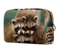 Tre simpatici procioni cosmetici da donna, borsa da viaggio per articoli da toeletta grandi e pratica borsa organizer con cerniera, Multi, 18.5x7.5x13cm/7.3x3x5.1in, Beauty case