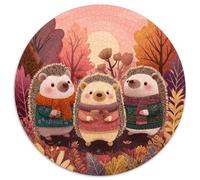 Tre simpatici ricci, tema autunnale, Puzzle Sostenibili Con Motivi Per Adulti Da Gioco in Legno Di Alta Qualità 1000pcs (67.5x67.5cm)
