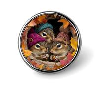 Tre simpatici scoiattoli in ghianda albero Hollow rotonda spilla per uomo donna moda distintivo collare pin vestito giacca zaino accessori