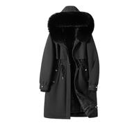 Tre stili da indossare superano la vita invernale delle donne che stringono la giacca con cappuccio ampio colletto ispessito medio lungo in cotone, Nero, M