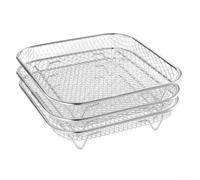Tre strati Steaming Rack 304 Acciaio a tre strati Steaming Rack | Acciaio inossidabile 304, resistente alla ruggine, sicuro per la cucina umida, uso a lungo termine, finitura argento
