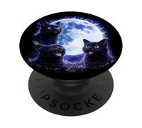 Tre streghe gatti neri che ululano alla luna PopSockets PopGrip Adesivo