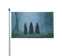 Tre streghe nella foresta nebbiosa bandiere per la casa, 9 x 1,5 m striscione di auguri con occhielli per interni ed esterni decorazioni per la casa