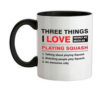 Tre Things i Love Squash - Ceramica Mug - Racchetta Giocatore Corte Divertente