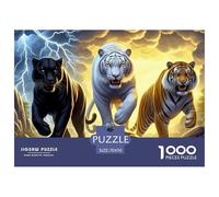 Tre Tigri Puzzle 1000 Pezzi Carta Puzzle per Adulti Scena nella Giungla Gioco di Puzzle 1000 Pezzi Relax Decorazione Regalo 70x50cm/1000pcs