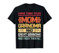 Tre Titoli Mamma Nonna & Grande Nonna E Io Rock Li Tutti Maglietta