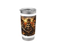 Tre topi samurai kawaii nel Giappone feudale si preparano per la battaglia Bicchiere termico in acciaio inox doppia parete