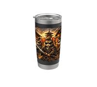 Tre topi samurai kawaii nel Giappone feudale si preparano per la battaglia Bicchiere termico in acciaio inox doppia parete